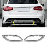 Rear Exhaust Chrome Right 2058852321 & Left 2058852221 Compatible With Mercedes-Benz C-Class W205 (2018-2020)